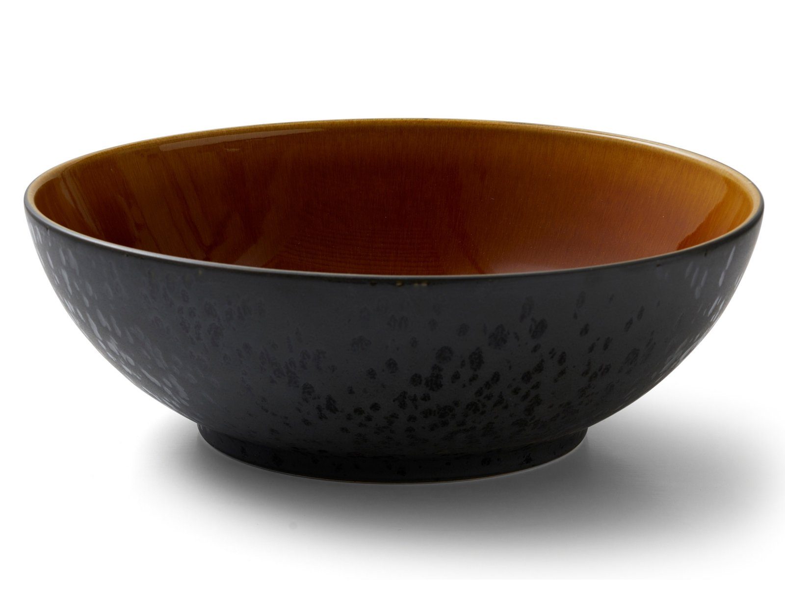 Bitz Salatschüssel Salatschüssel matt black / shiny amber 30 cm, Steinzeug, (Schüsseln & Schalen), Salatschüssel 30 cm Steinzeug Schwarz/Amber