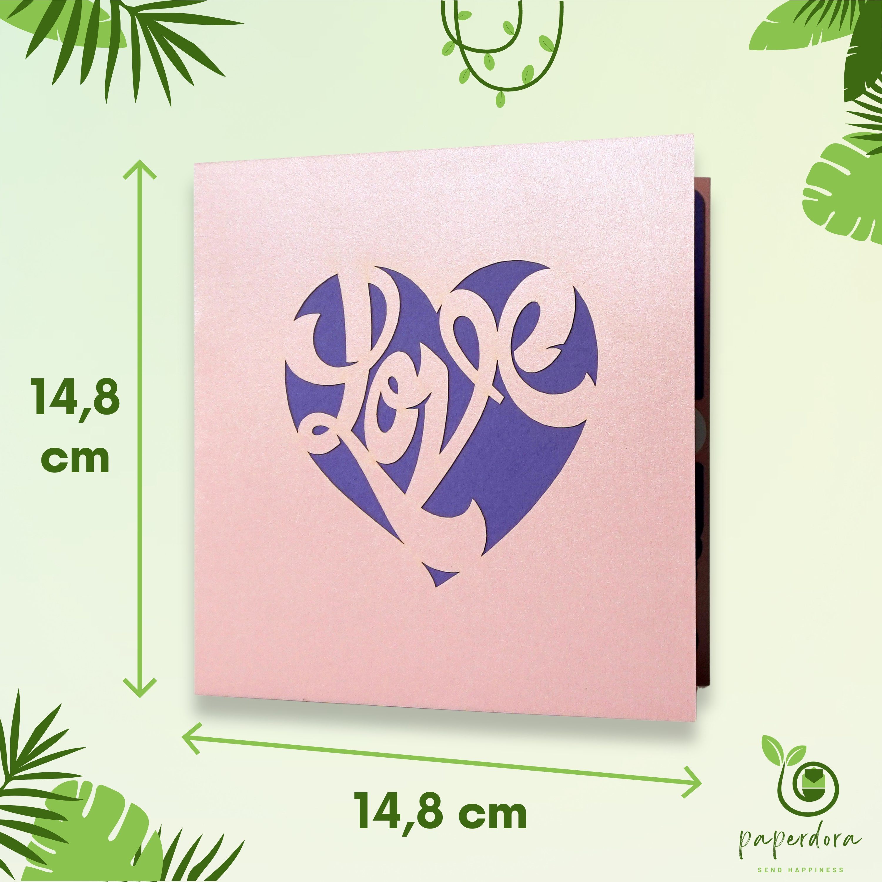 mit Umschlag 3D und Wachssiegel Pop-Up-Karte Geschenk Valentinstag - „Liebe“ Valentinstagskarte paperdora Grußkarte,