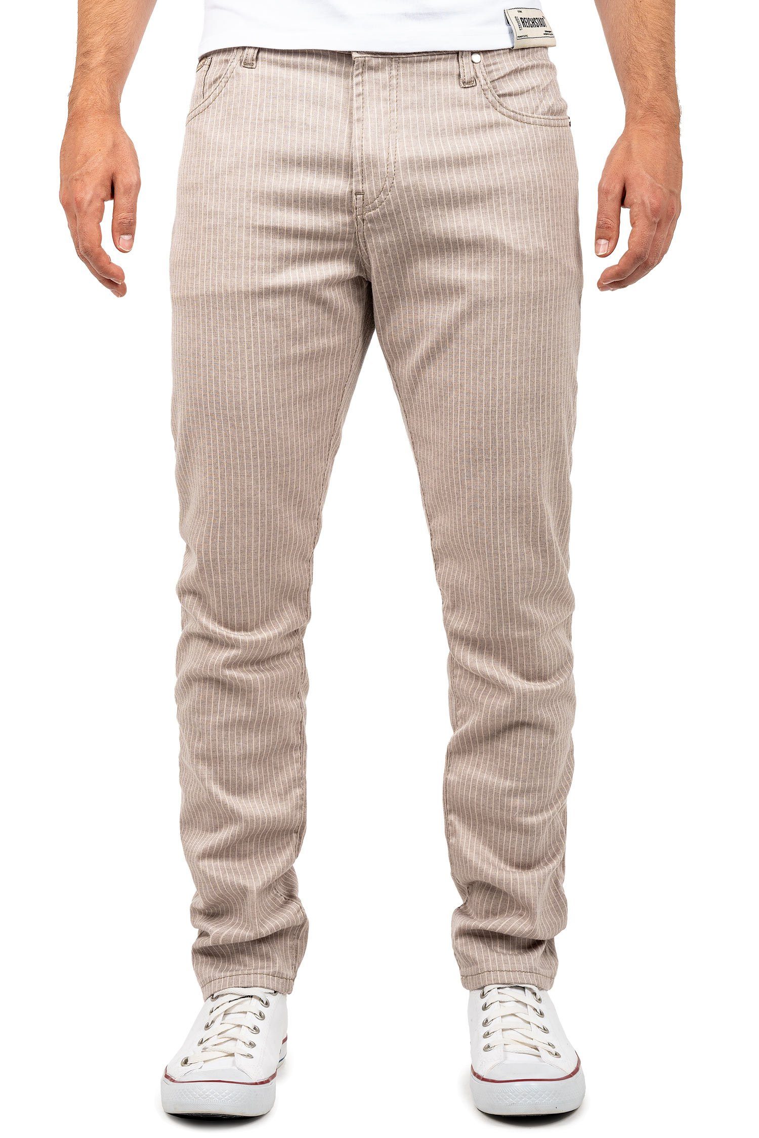 Cipo & Baxx Stoffhose Elegante Hose BA-CD841 im Gestreiften Design beige