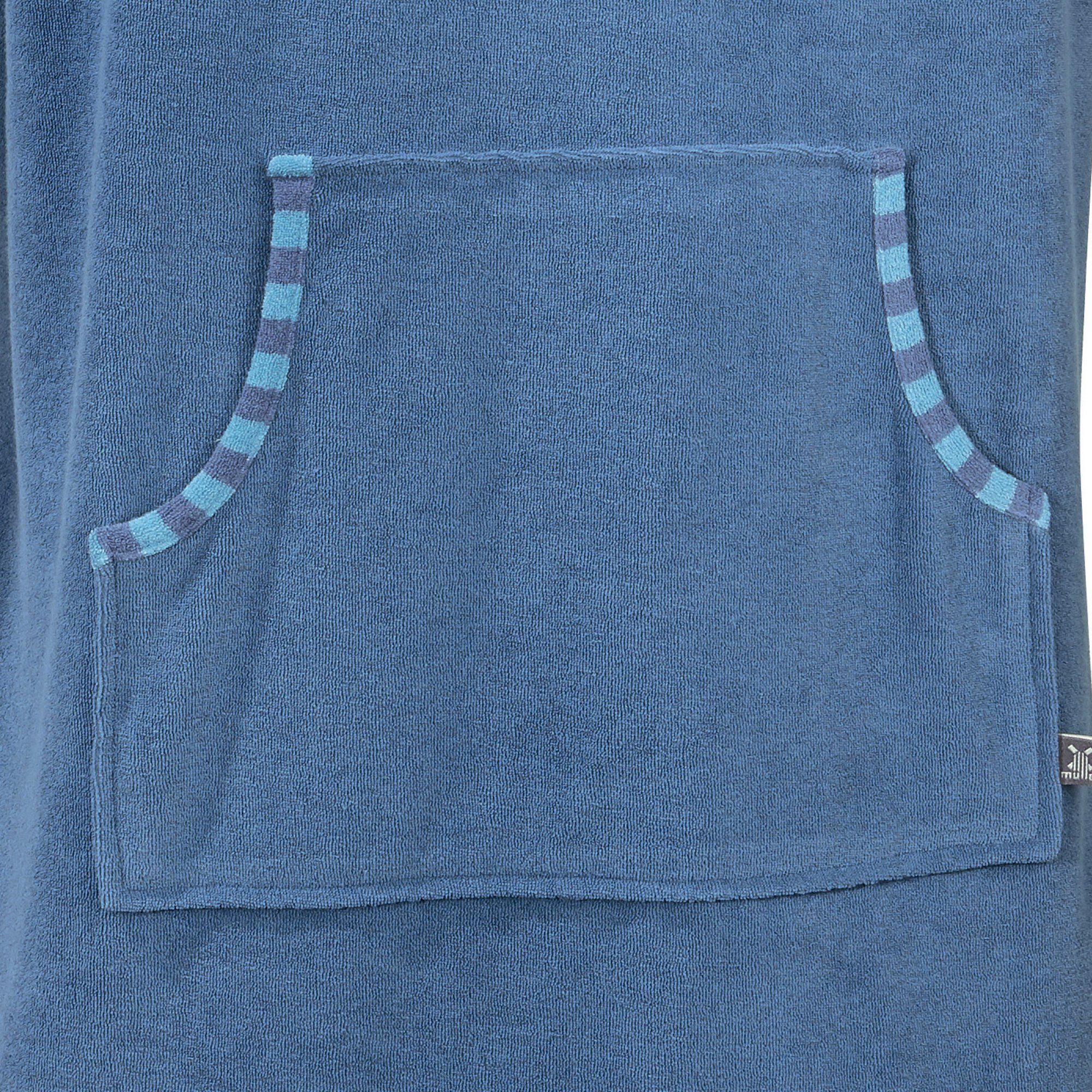 Erwin Müller Bademantel Unisex-Poncho mit blau default, mit Leichtfrottier, Leichtfrottier Uni Kapuze, Kurzform, Kapuze