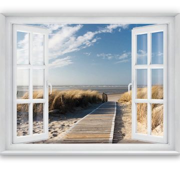 murimage® Fototapete Fototapete Strand Meer 183 x 127 cm Ostsee Nordsee Strand Dünen Ausblick Fenster Ozean Tapete inklusive Kleister