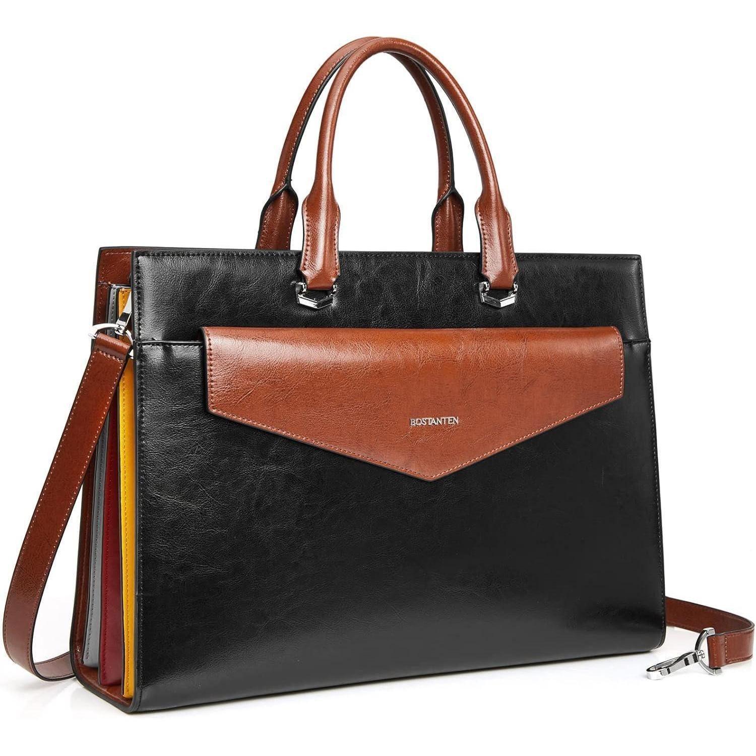 Aktentasche Damen Aktentasche Leder Schultertasche 15.6 Zoll Laptop Arbeitstasche