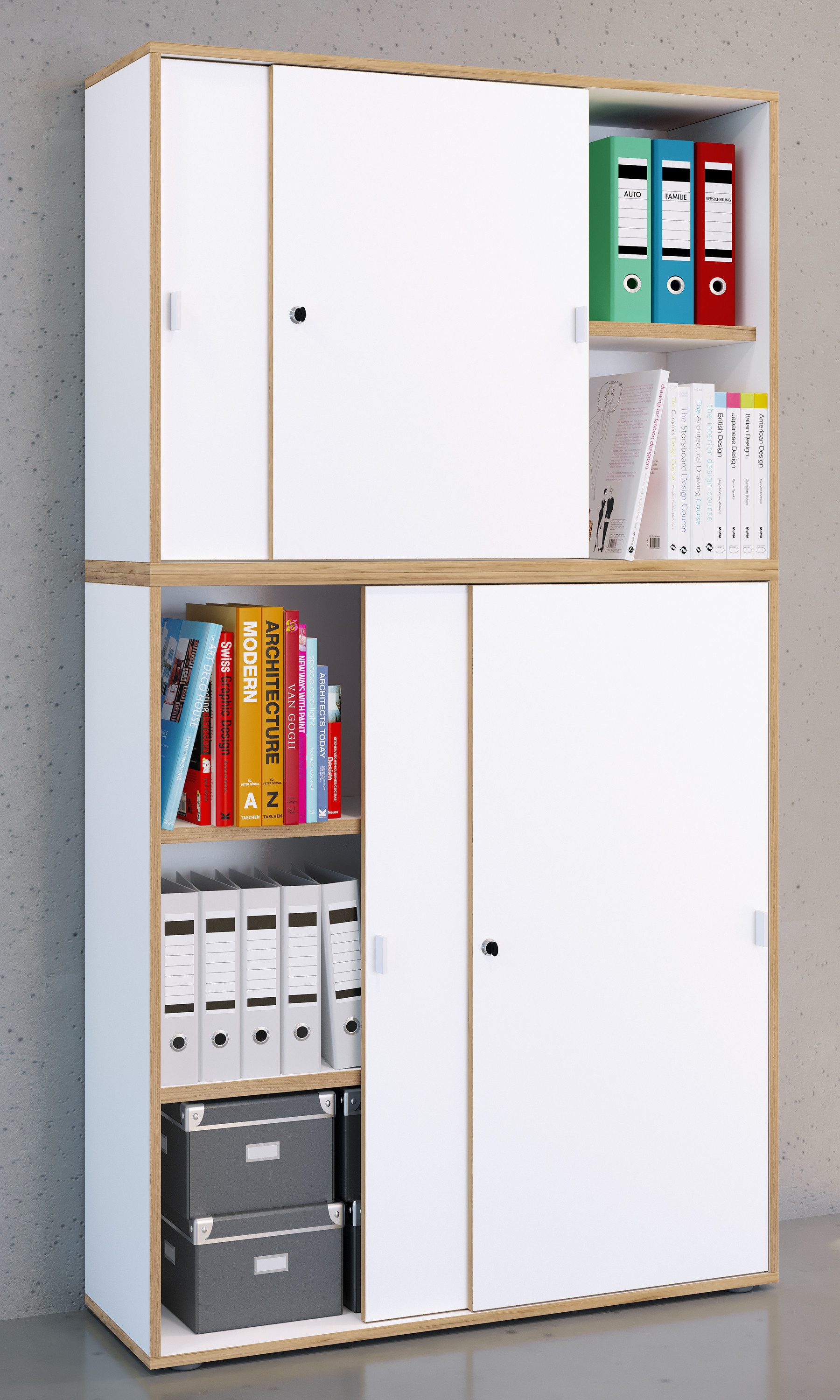 VCM Aktenschrank Büroschrank Aktenschrank Schiebetüren Salia 5fach