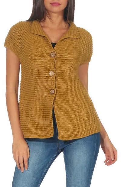 malito more than fashion Strickweste 5060 kurzarm Strickjacke mit Knöpfen Einheitsgröße