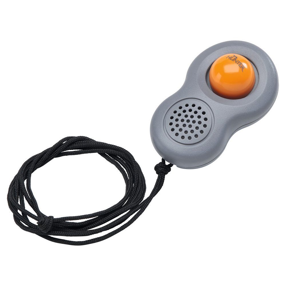 Hunter Tierbedarf Tier-Clicker Clicker mit Umhängeband und Fingerschlaufe grau/orange