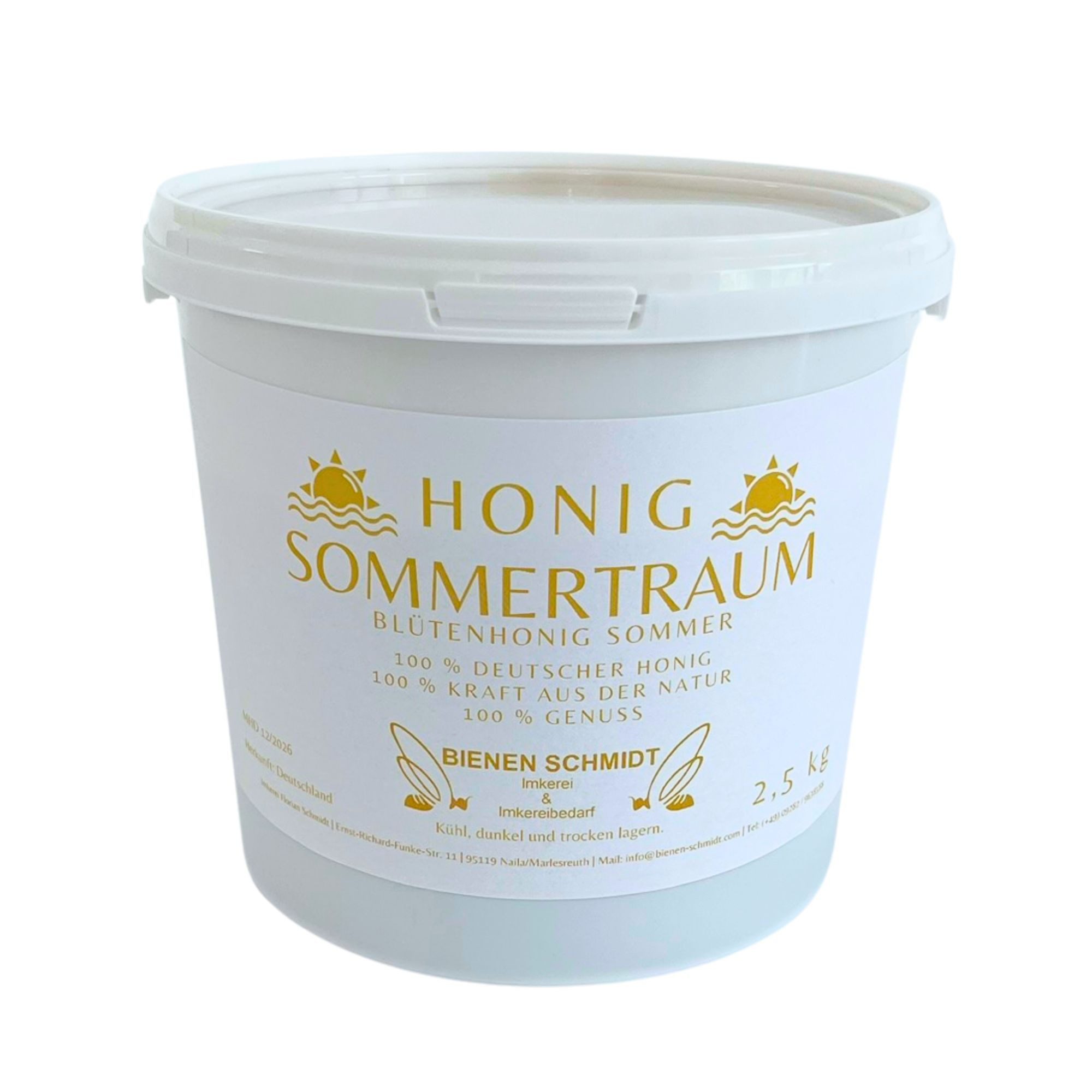 BIENEN SCHMIDT Honig "SOMMERTRAUM" 500 g im Glas, 1 x (Vorrats Eimer), Sommerblütenhonig aus Oberfranken, rein und natürlich, deutscher Honig