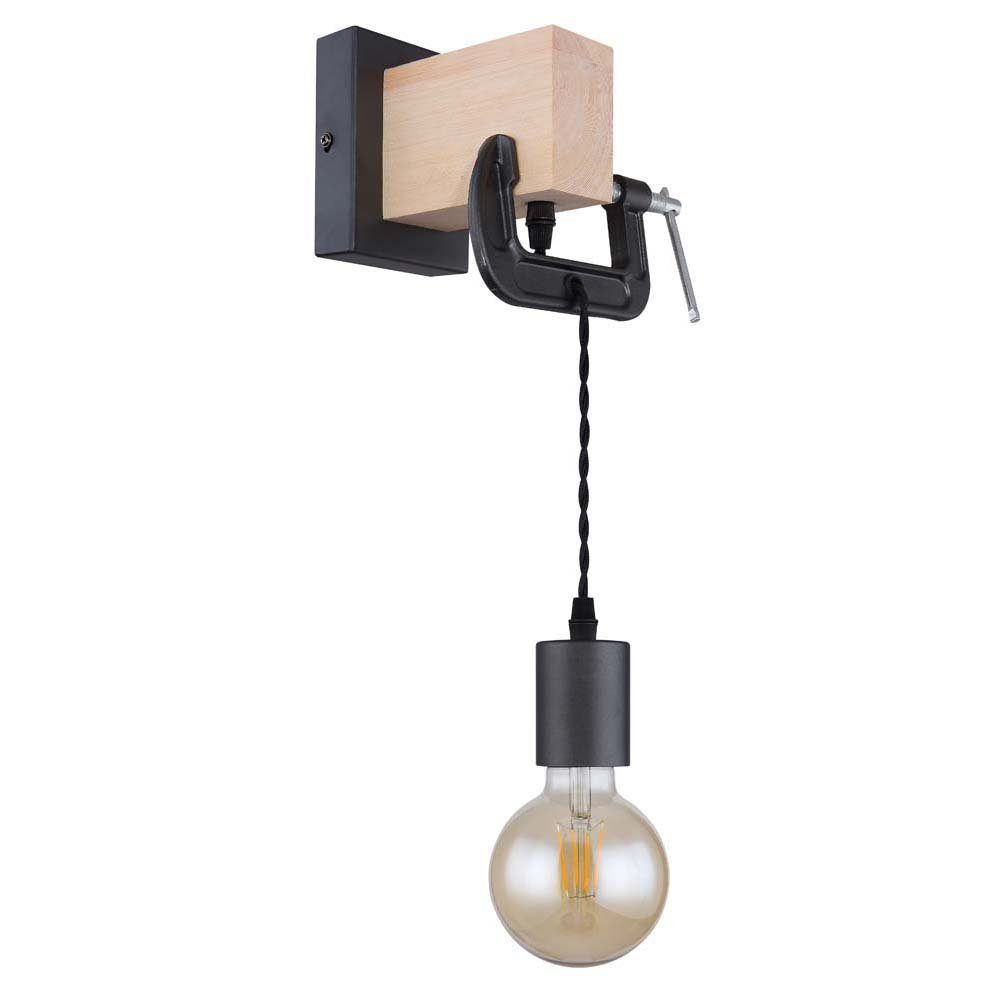 etc-shop Wandleuchte, Leuchtmittel nicht inklusive, Holz Wandleuchte hängend Wandlampe mit aus