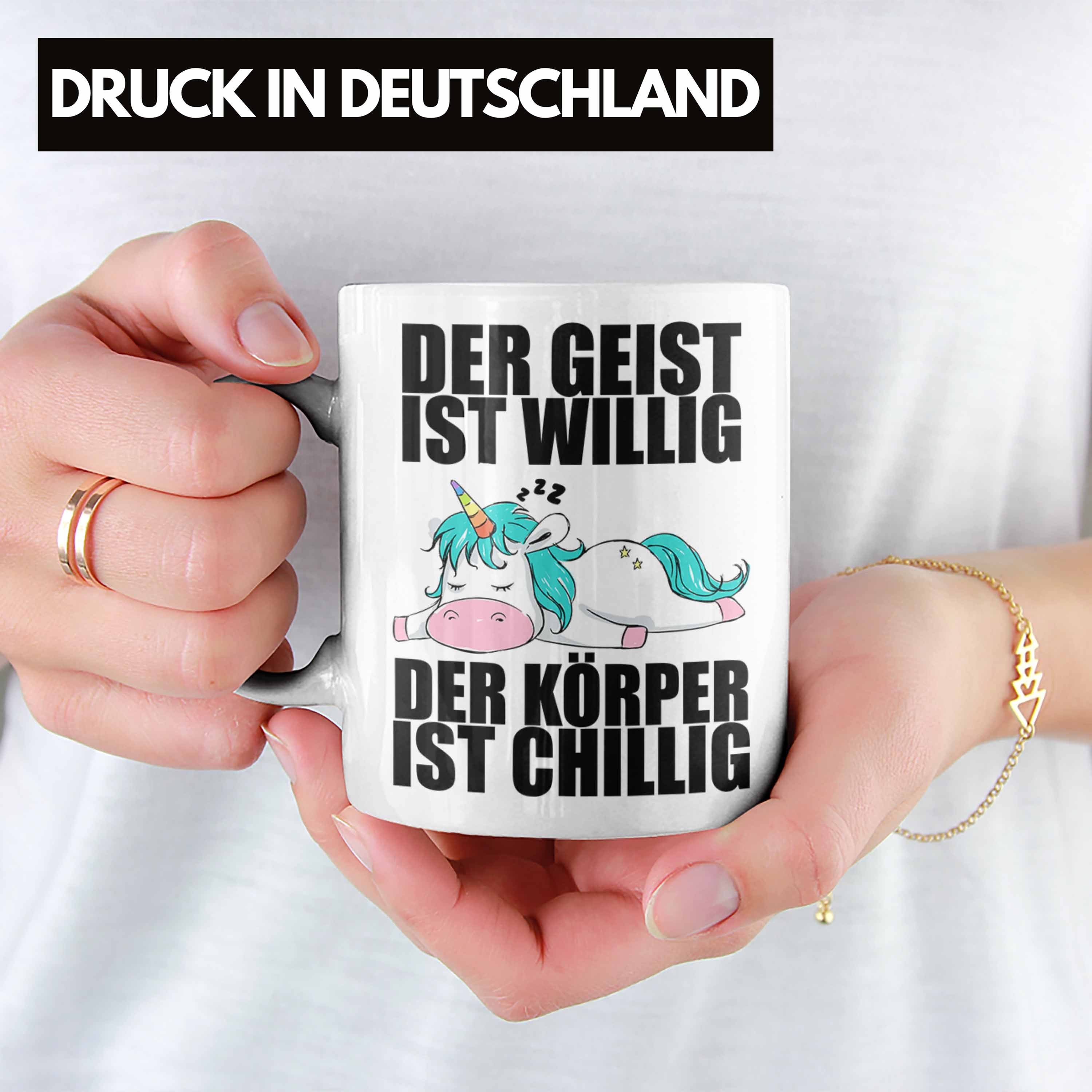 Weiss Tasse Trendation Lustiger Mitarbeiterin - Arbeitskollge Einhorn Trendation Tasse Geschenk Spruch Einhorn