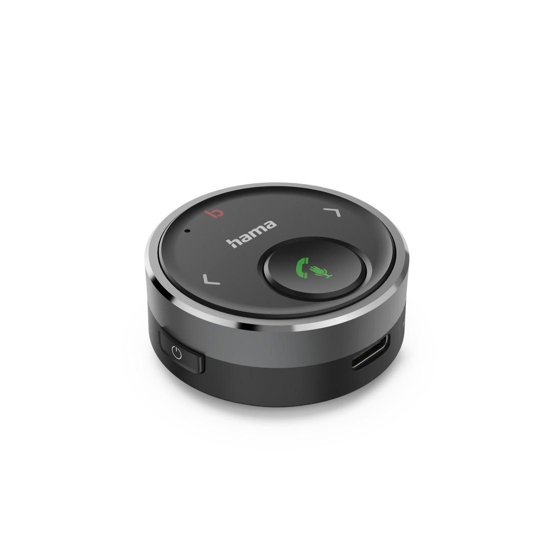 Hama Bluetooth adapter for cars, 3.5 mm plug, music, voice control, car adapter 3.5 mm jack to 3.5 mm jack, bass booster, multifunction button, hands-free function, AUX input