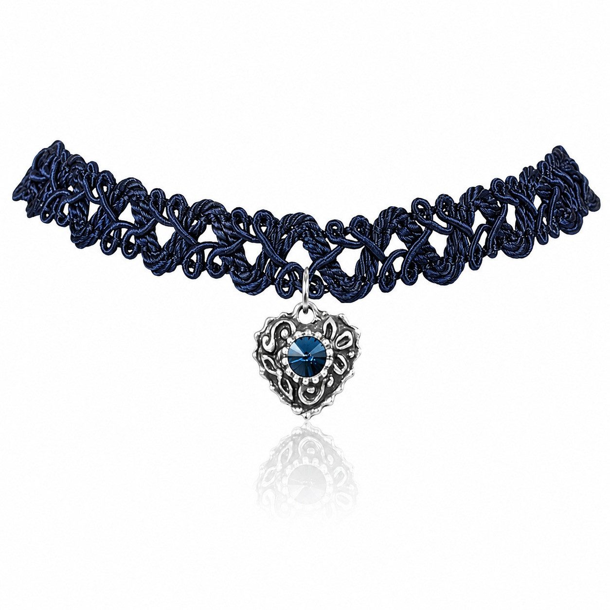 LUISIA® Collier Spitzen Kropfband "Malina" Herzanhänger mit Swarovski® Elements (inkl. Schmuckbox)