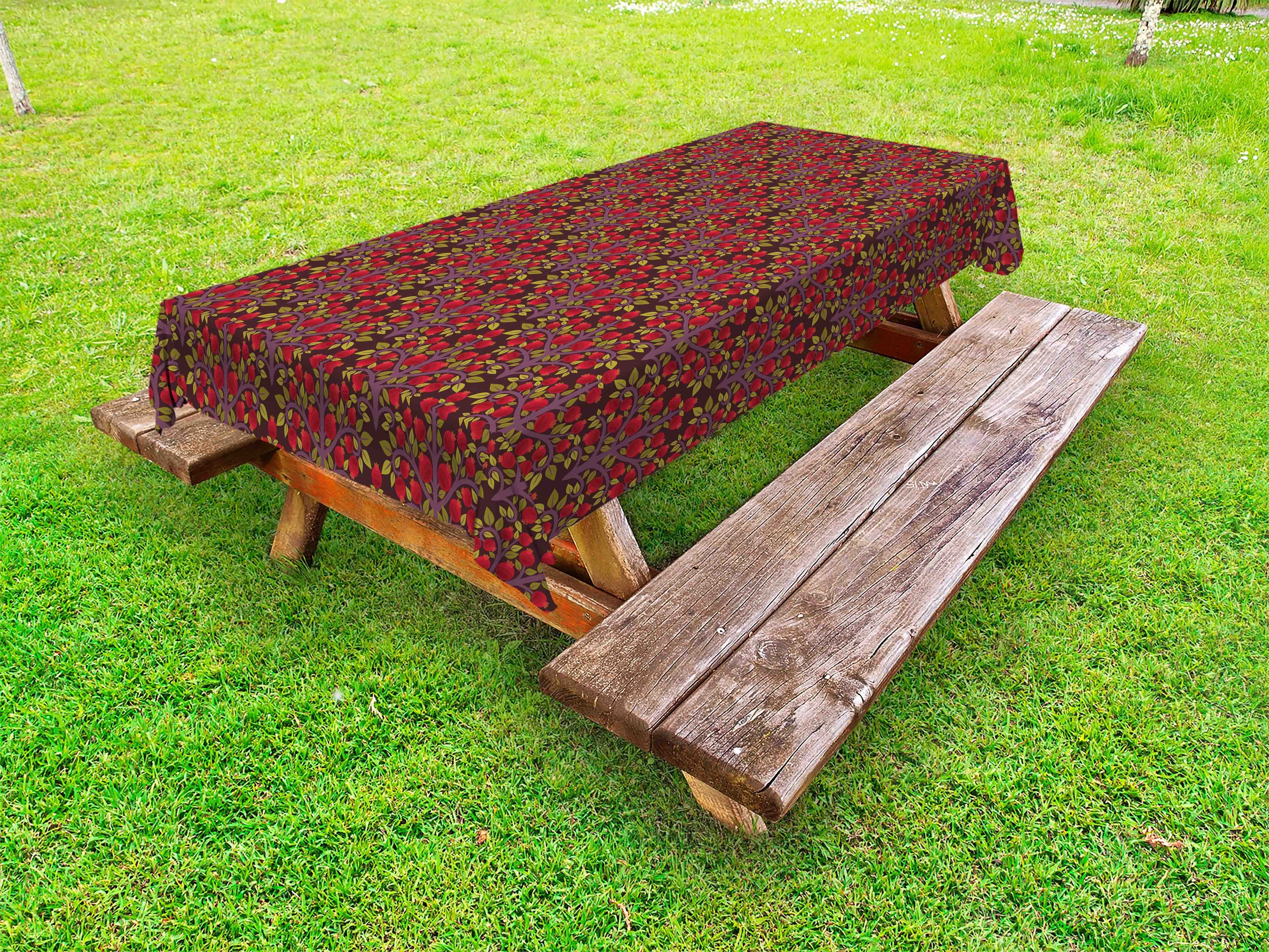 Picknick-Tischdecke, Abakuhaus waschbare dekorative Vintage Tischdecke Granatapfelbäume Botanik