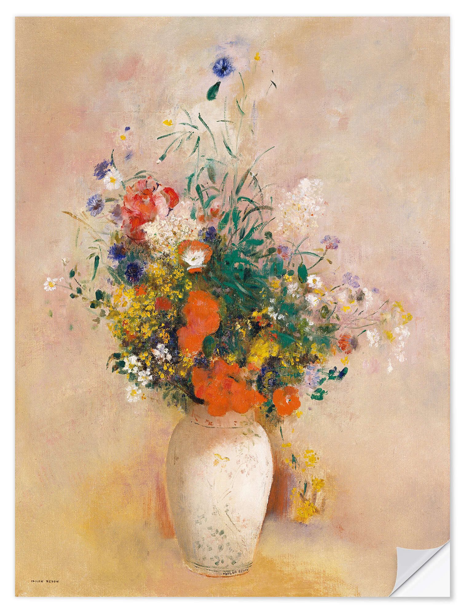 Posterlounge Wandfolie Odilon Redon, Vase mit Blumen, Malerei
