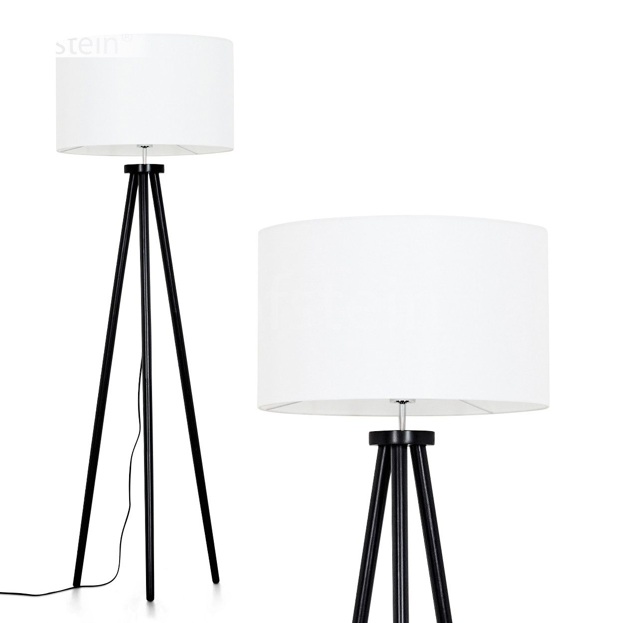 hofstein Stehlampe Stehlampe aus Holz/Stoff in Schwarz/Weiß, ohne Leuchtmit günstig online kaufen