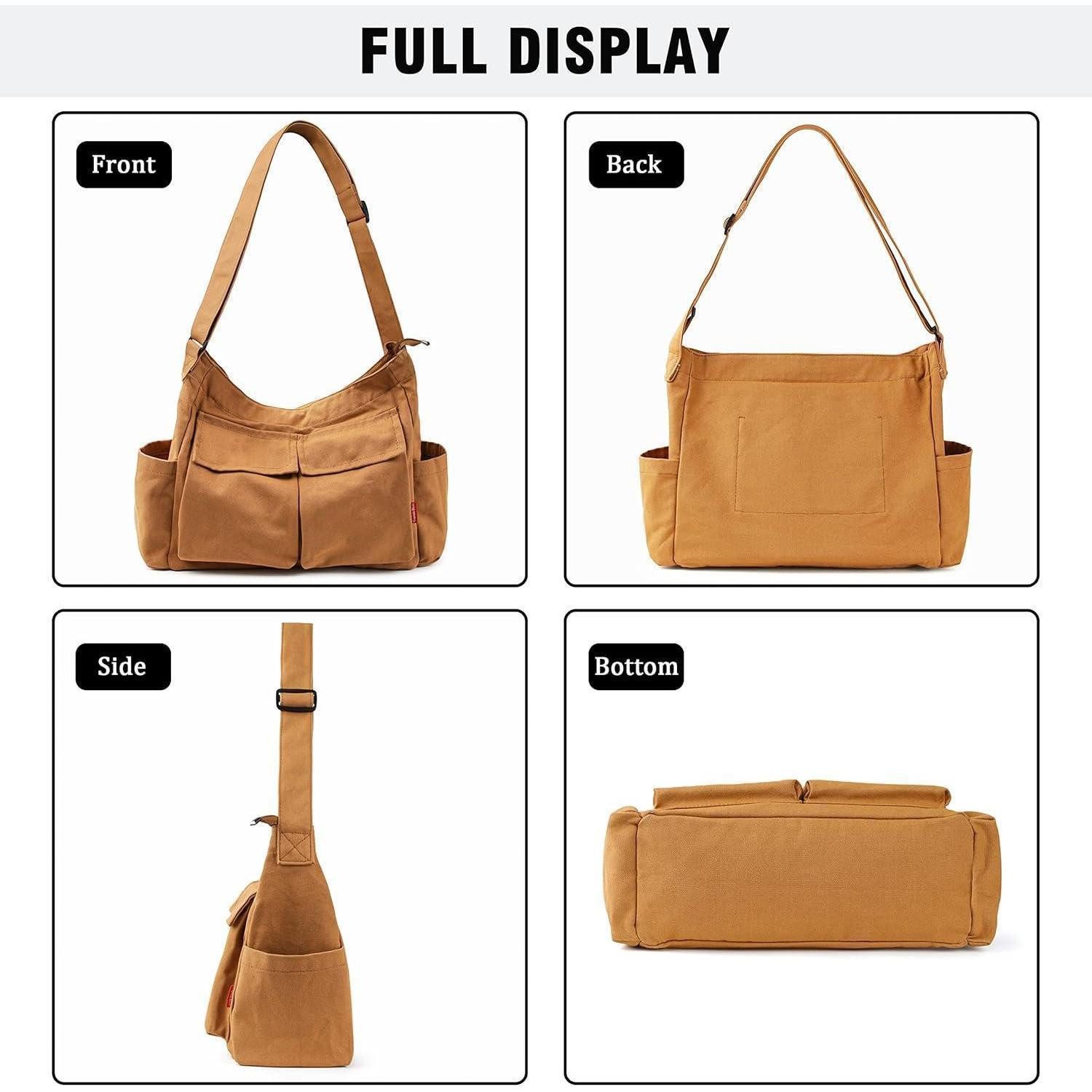 LuxusKollektion Messenger Bag Canvas Messenger Bag Umhängetasche Crossbody Schulter Tote Hobo Bag