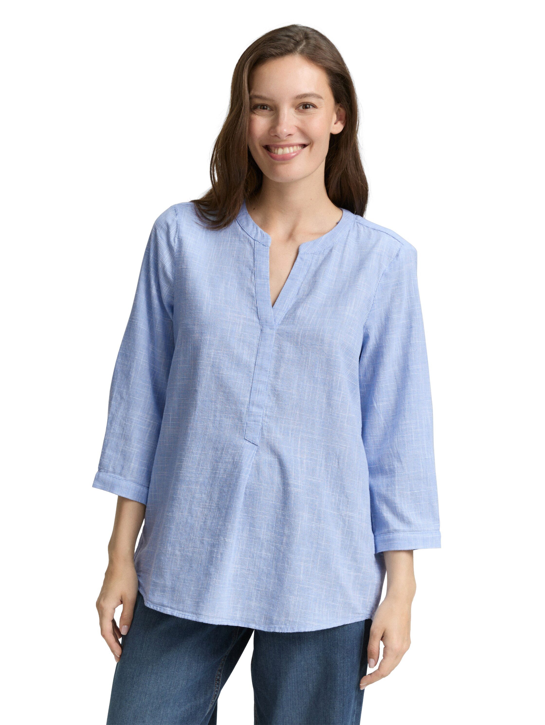 TOM TAILOR Klassische Bluse mit geschlitztem Rundhalsausschnitt günstig online kaufen