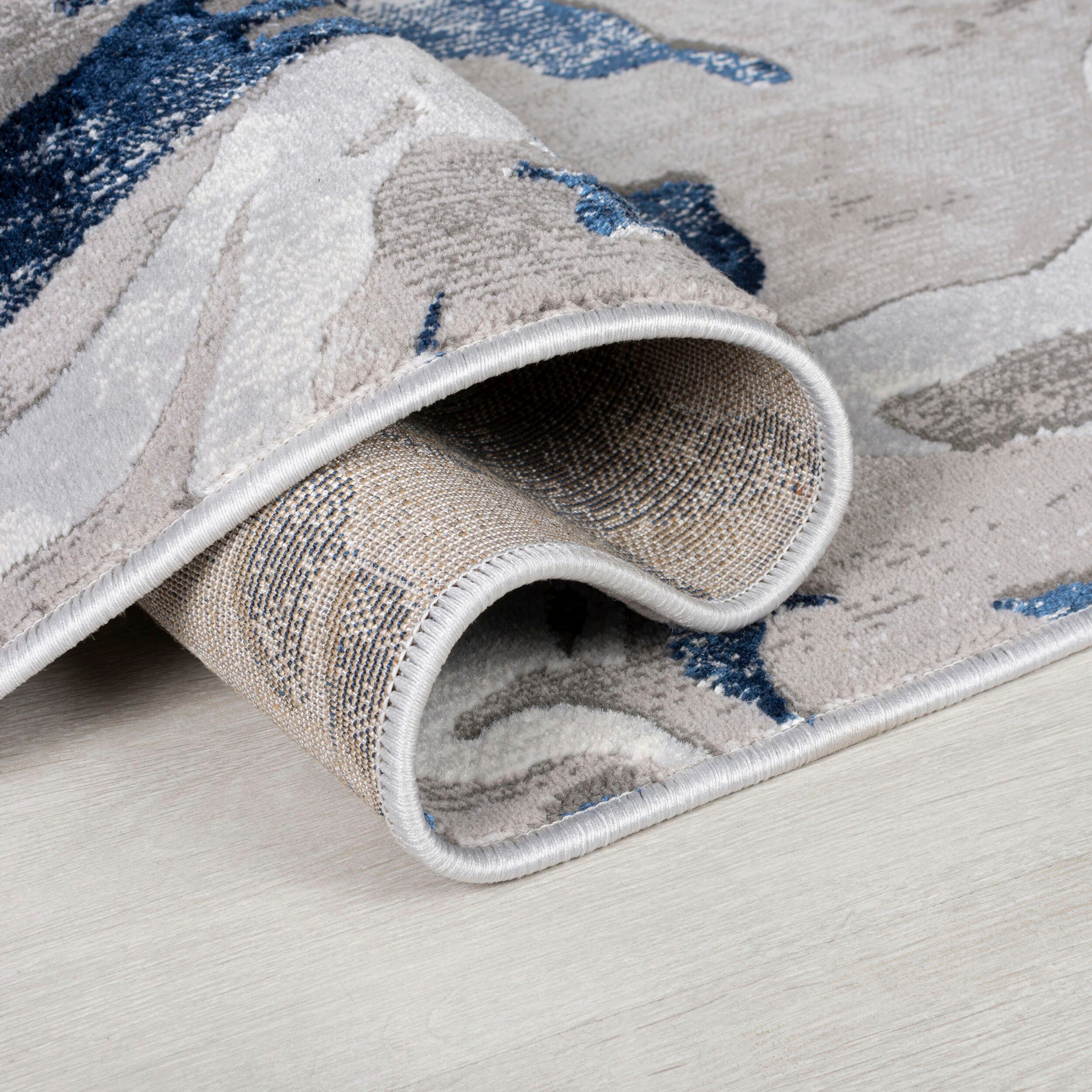 FLAIR RUGS, dezenter rechteckig, Läufer mm, navy mehrfarbig, Teppichläufer Marmor-Design, Höhe: Marbled, modernes Glanz, 12