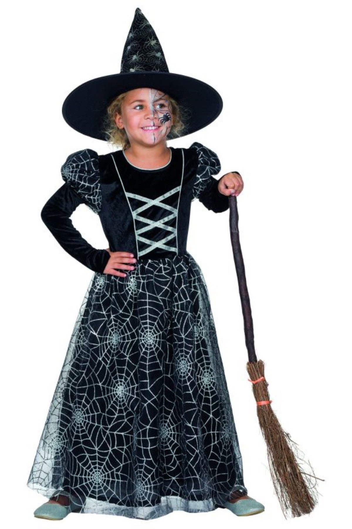Hexen-Kostüm Kostüm Kid Spinnennetz Hexe Gr. 116
