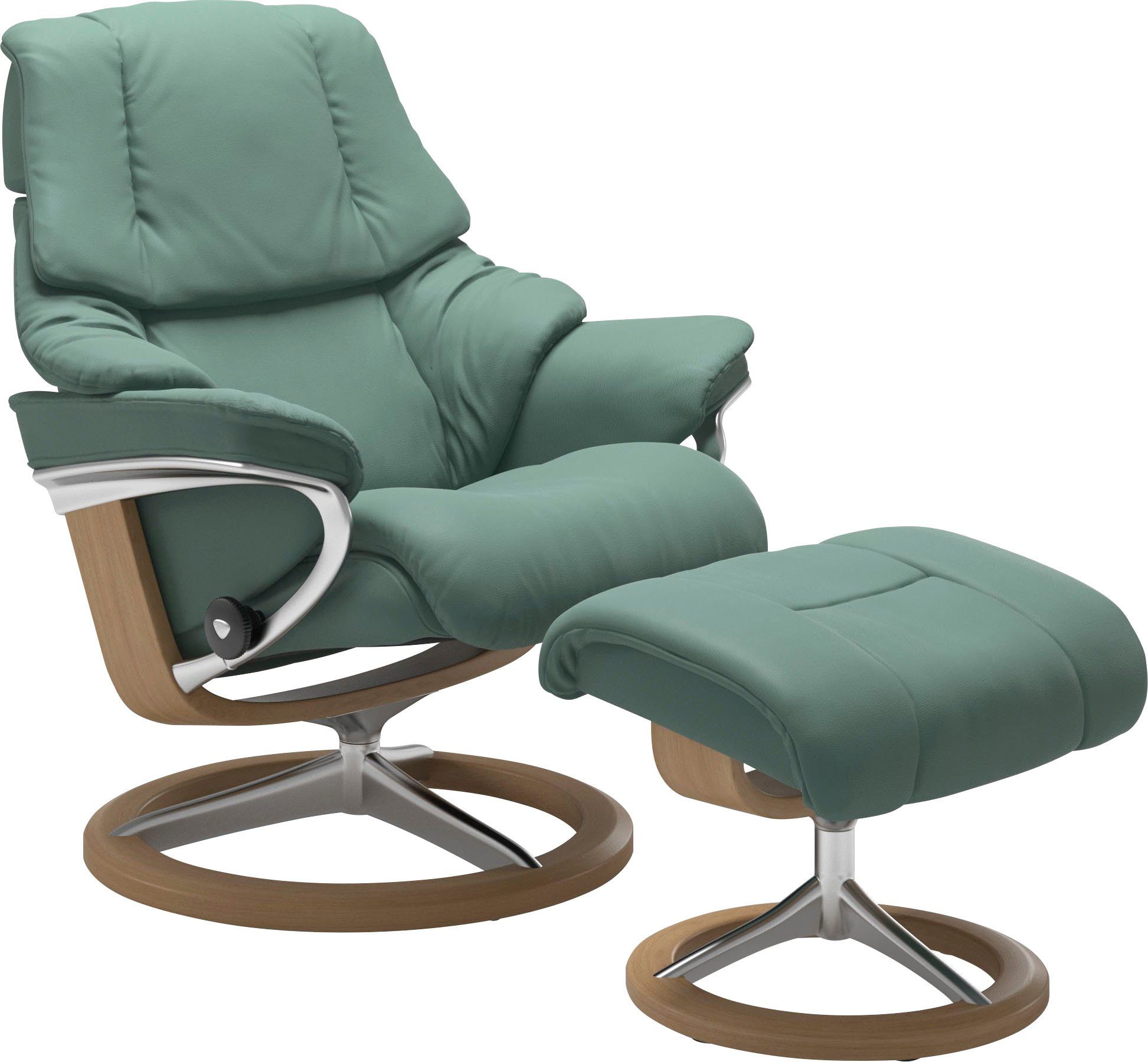 Stressless® Relaxsessel Reno (Set, Relaxsessel mit Hocker), mit Hocker, mit Signature Base, Größe S, M & L, Gestell Eiche