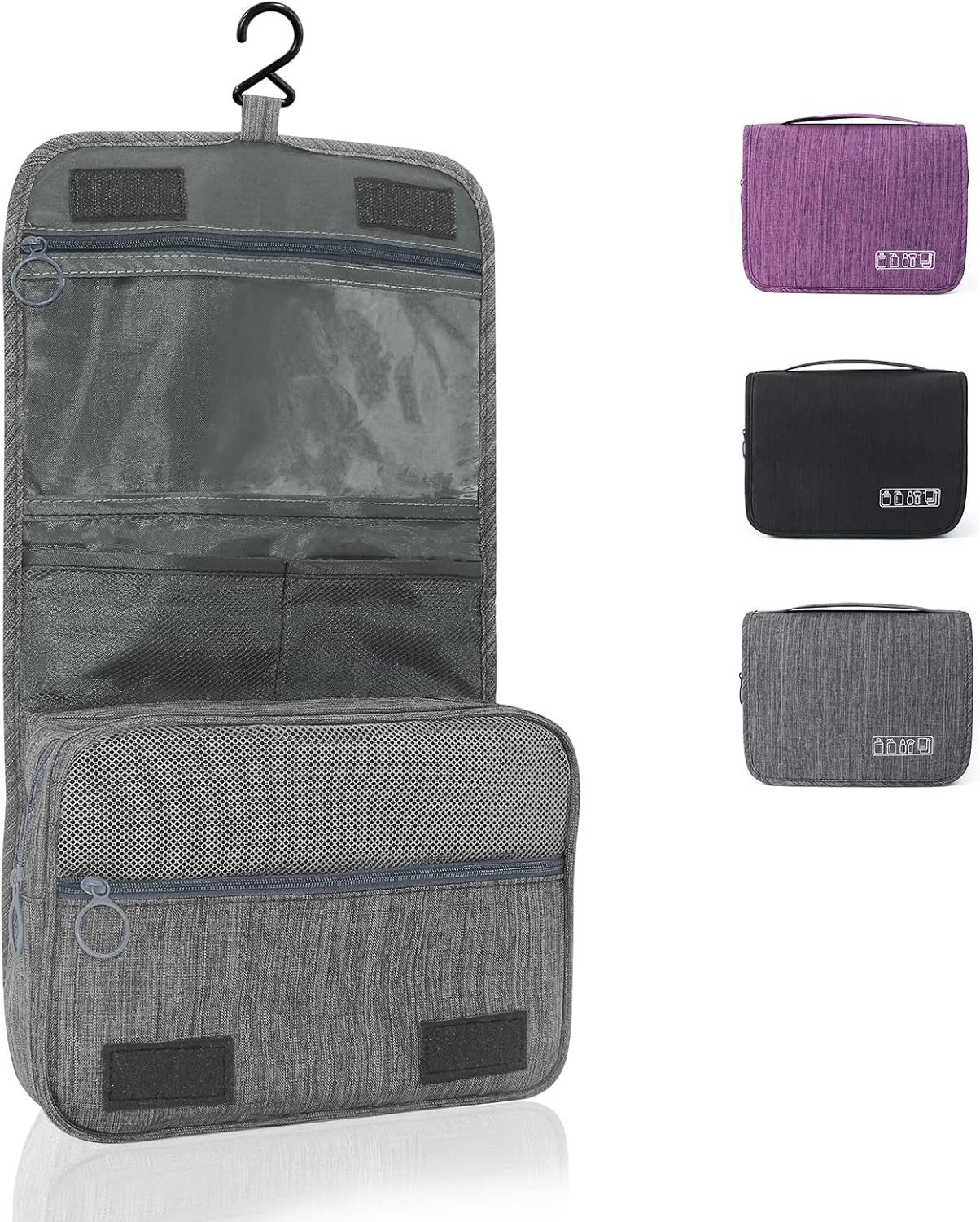 FELIXLEO Reisetasche Faltbare Kulturtasche zum Aufhängen Reise Waschtasche Grau L (1-tlg)