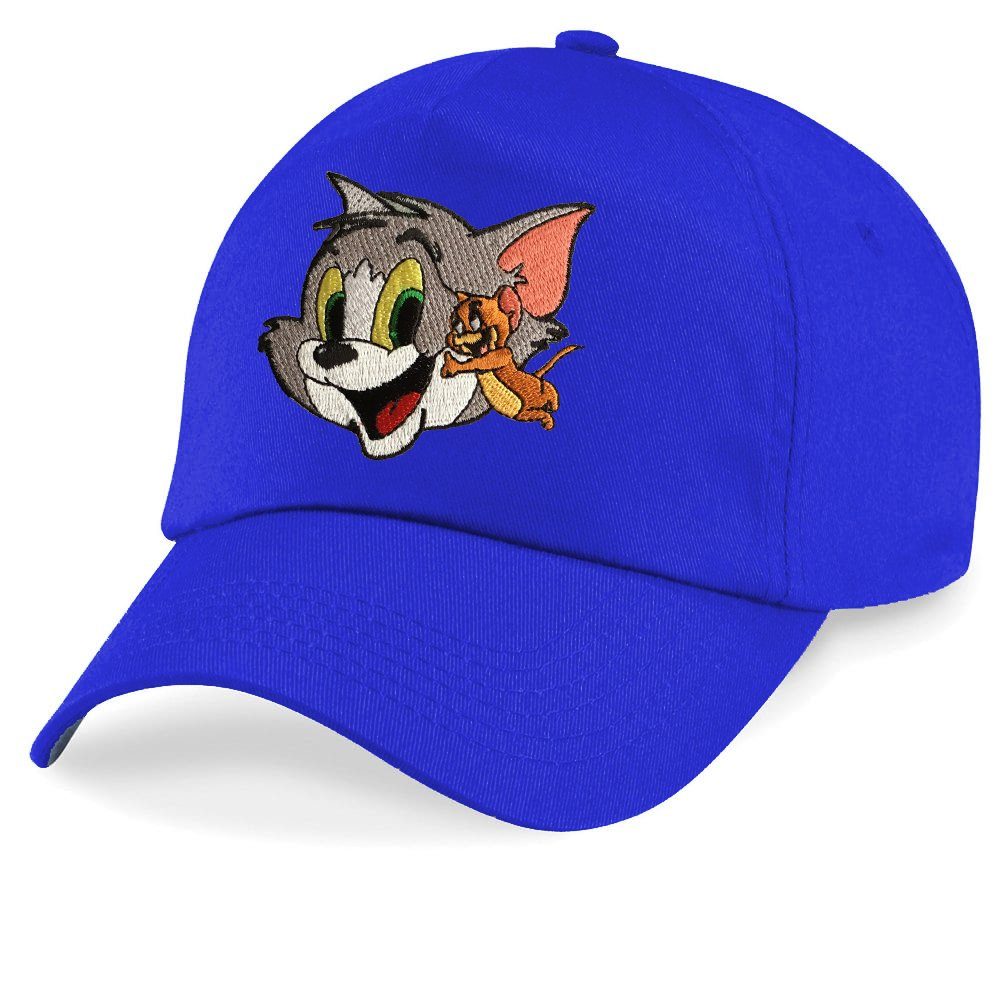 Blondie & Brownie Baseball Cap Kinder Tom Jerry Stick Patch Katze Maus Cartoon One Size Royalblau