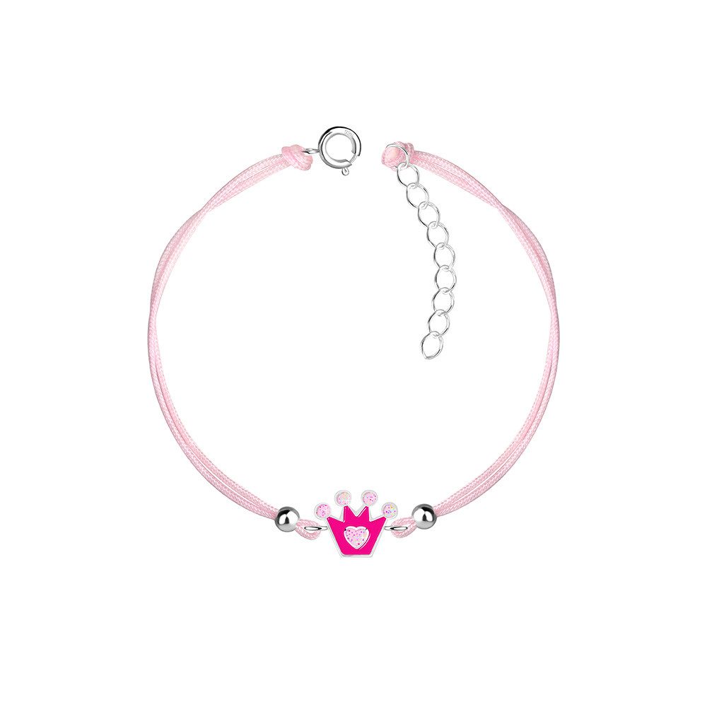 Order & Smile Schmuck Armband Armband Kinder: Rosa Stoffarmband mit Krone