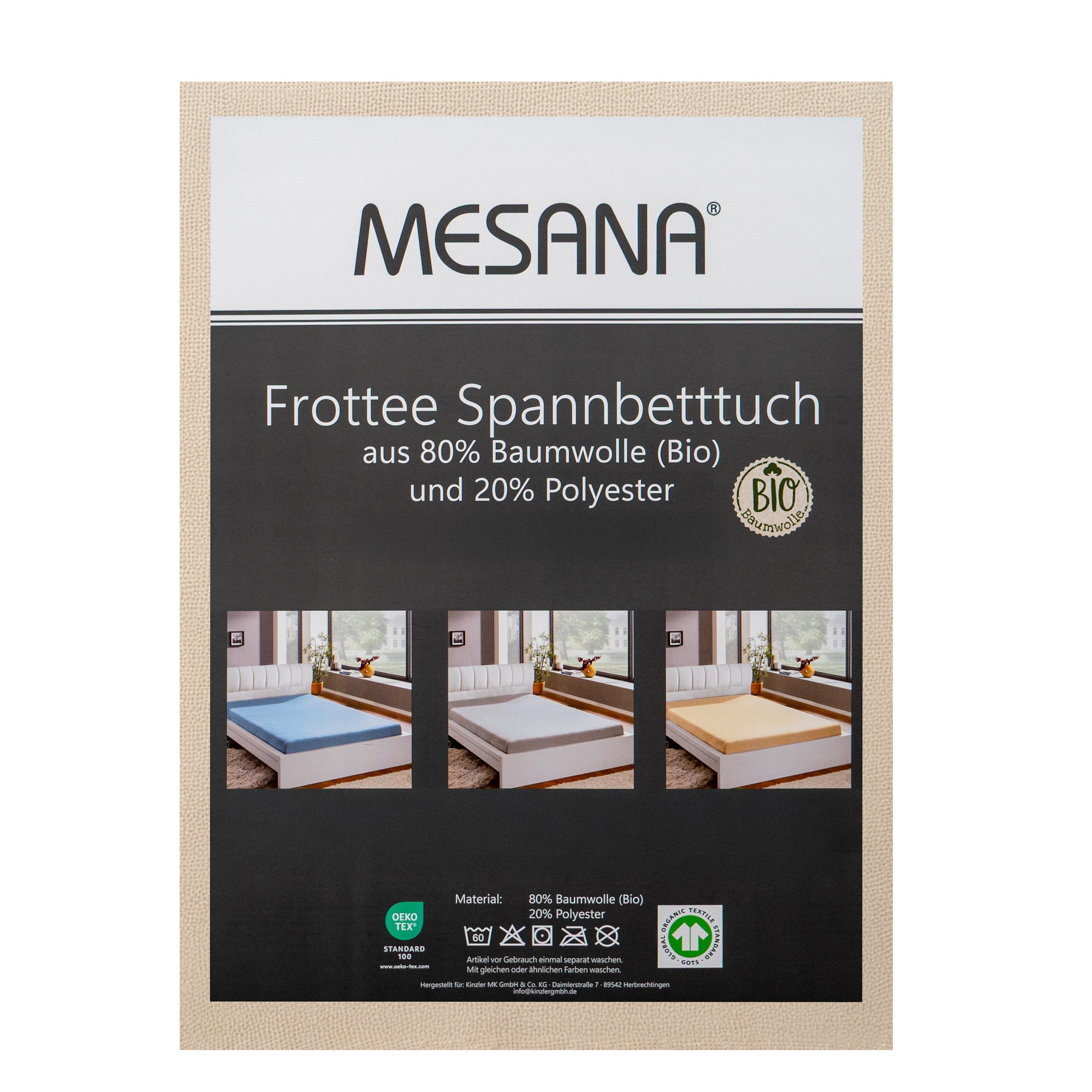 MESANA Spannbettlaken Frottee, Baumwolle, Gummizug: rundum, (1 Stück), unifarben