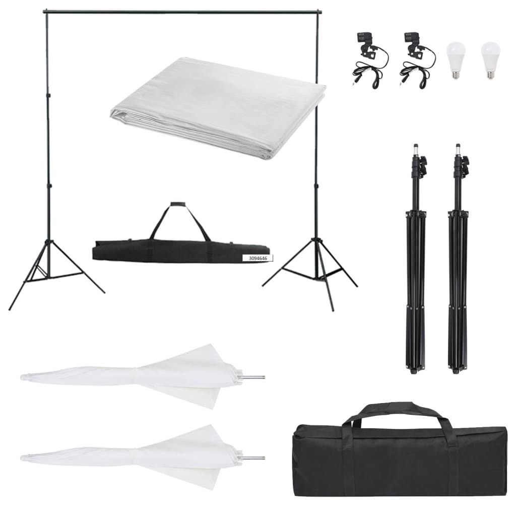 vidaXL Fotostudio-Box 300 x 300 cm Fotostudio Set mit Beleuchtung und Hintergrund