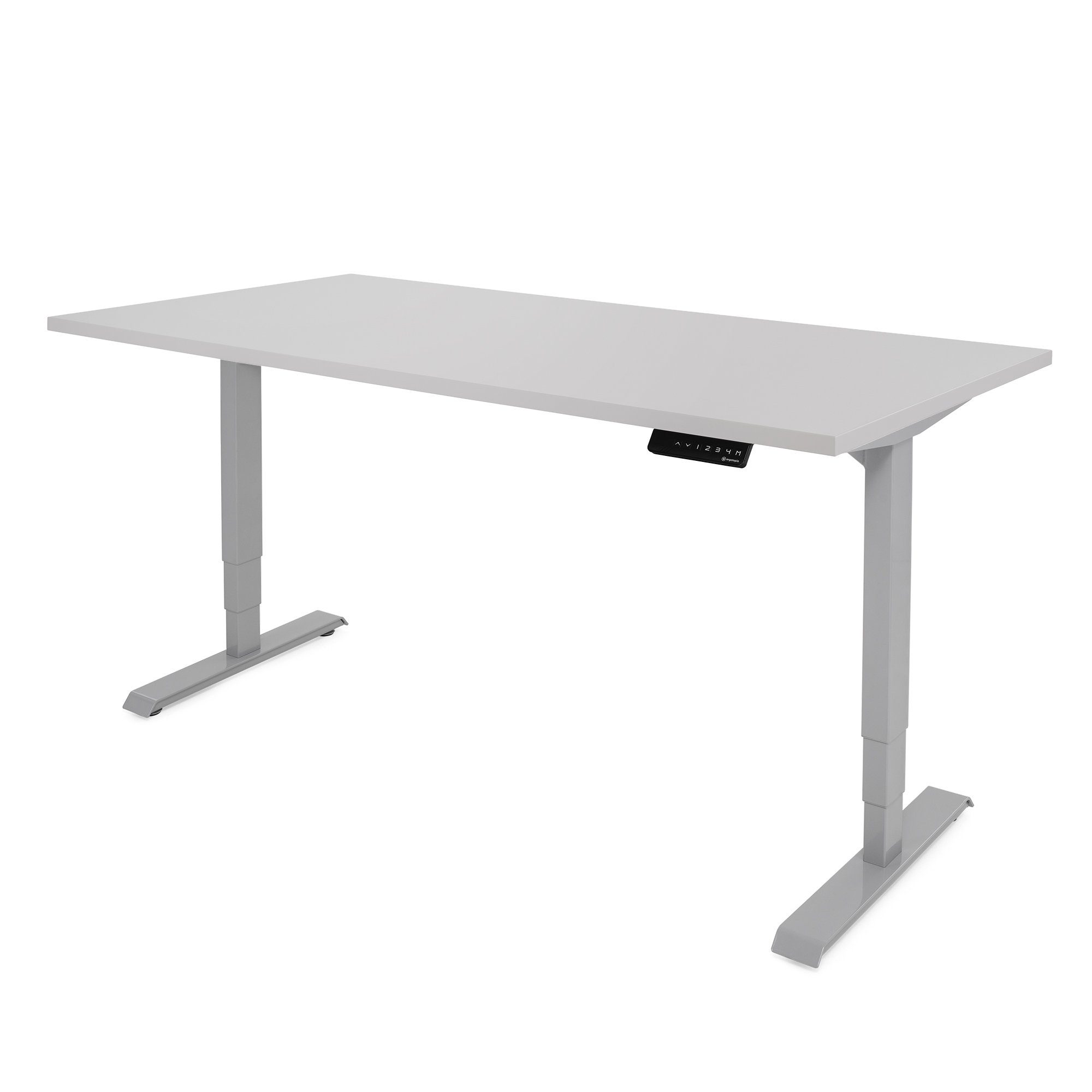 Ergotopia Schreibtisch Desktopia Lite (120 x 80 cm Tischplatte Grau), stufenlos höhenverstellbarer Schreibtisch elektrisch mit Tischplatte