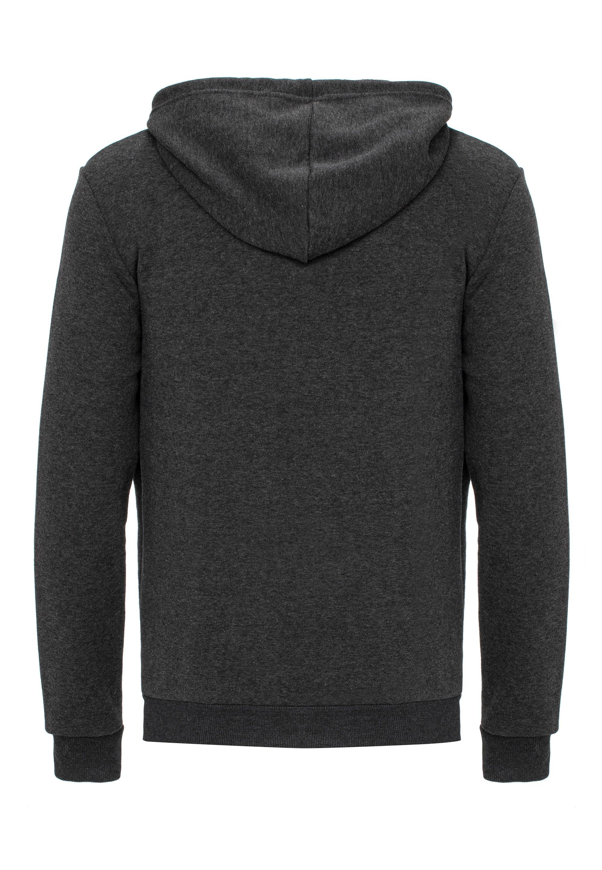 Anthrazit mit RedBridge vielseitig, Logopatch Sweater Premium Kapuzensweatjacke modisch