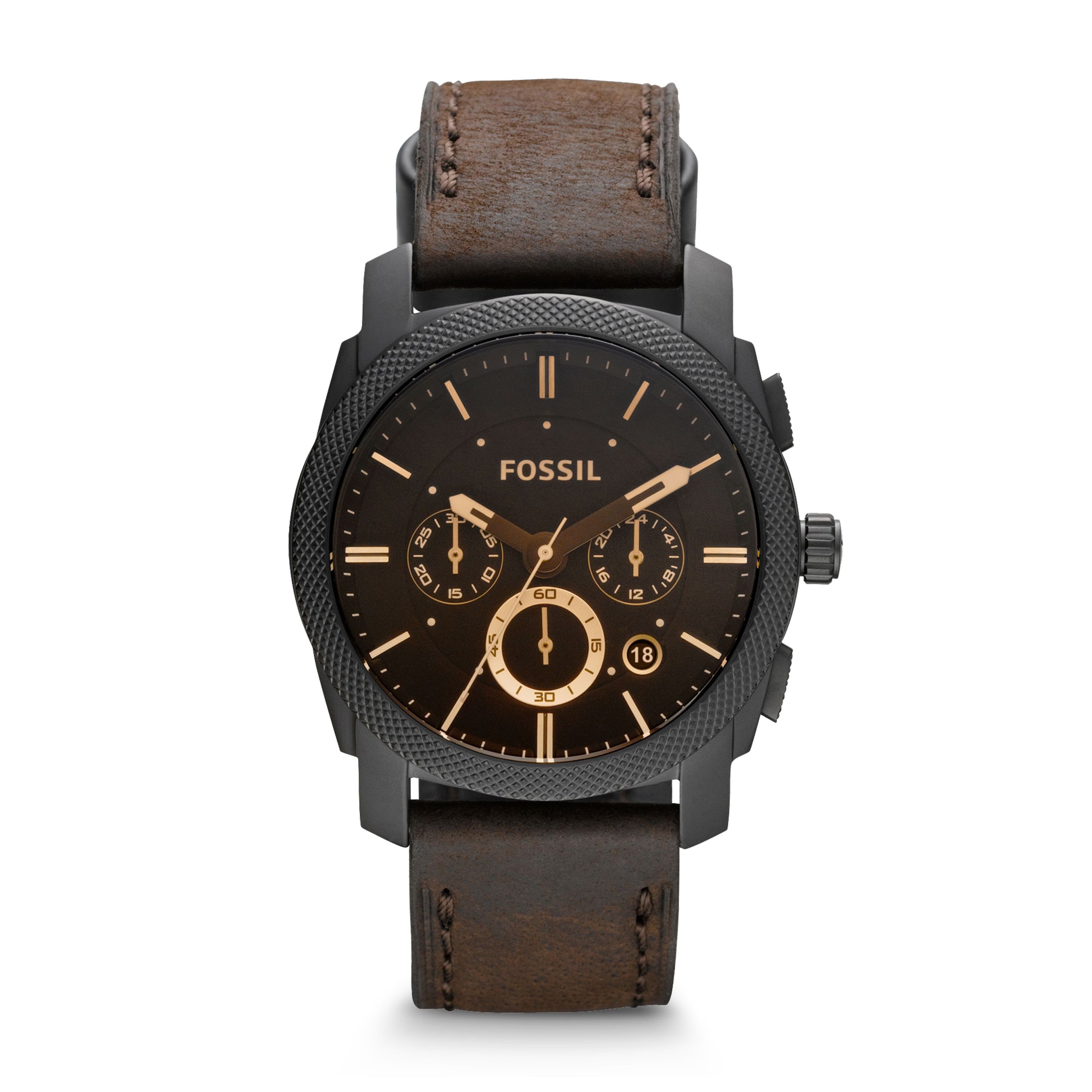 Fossil Chronograph, Fossil Herren Chronograph Quarz Uhr mit Leder Armband  FS4656