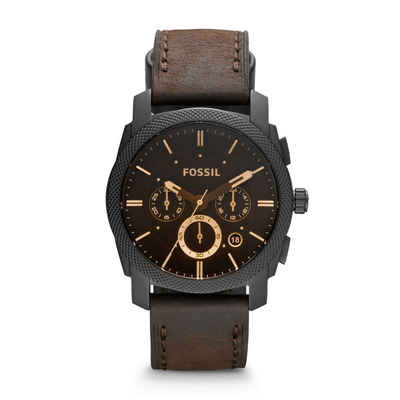 Fossil Chronograph, Fossil Herren Chronograph Quarz Uhr mit Leder Armband FS4656