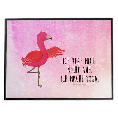 Mr. & Mrs. Panda Schreibtischunterlage Flamingo Yoga - Aquarell Pink - Geschenk, Bürobedarf, Schreibtisch Un, (1 tlg)
