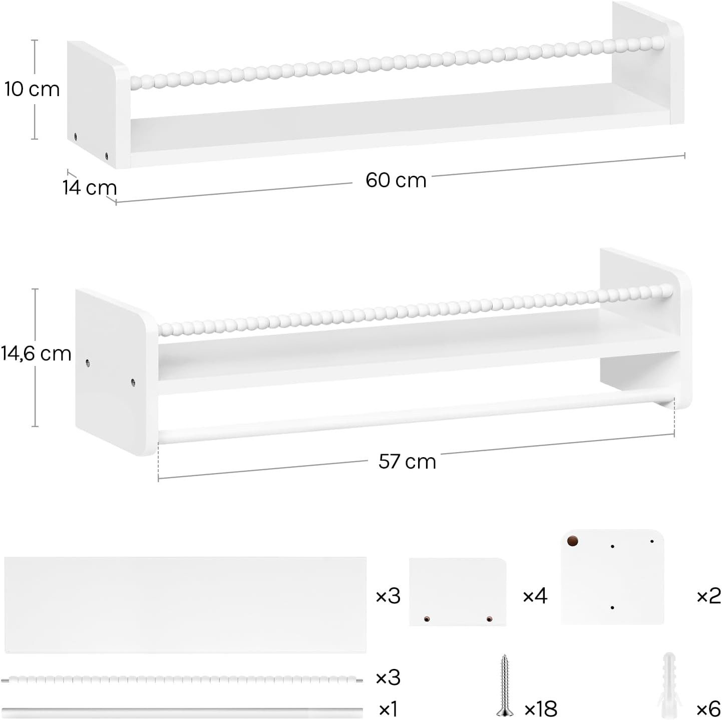 Woltu Kinderregal, 3-tlg., Bücherregal Wand, Montessori Regal, aus Massivholz