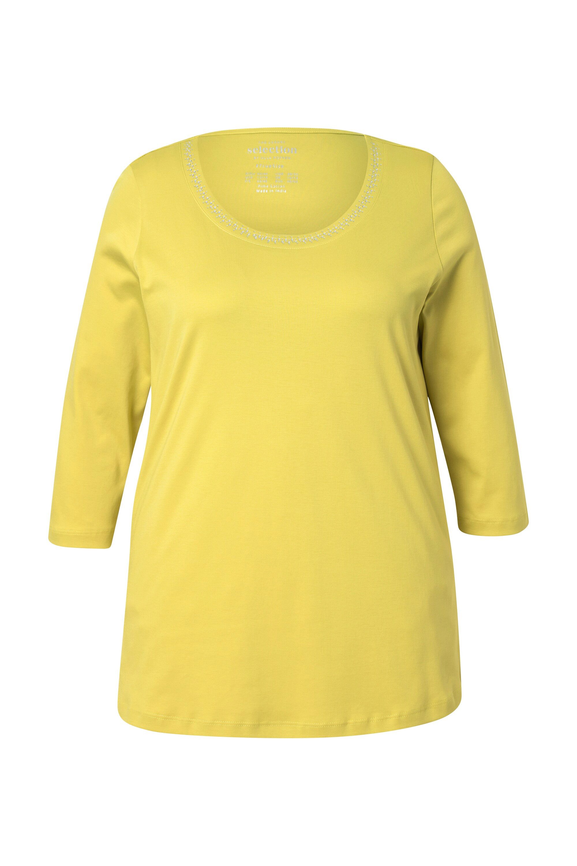 Ulla Popken T-Shirt Shirt A-Linie Rundhals 3/4-Arm Pima Cotton günstig online kaufen