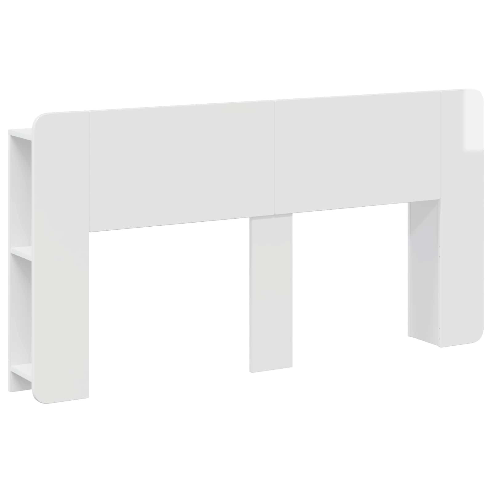 vidaXL Bett Kopfteil Schrank mit Speicher Hochglanz Weiß Holzwerkstoff (1-tlg)