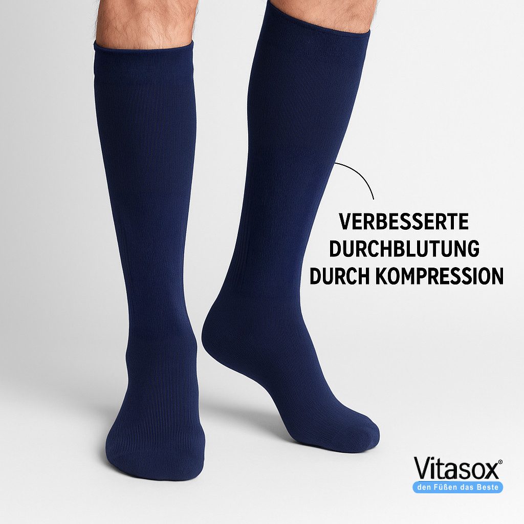 Vitasox Stützkniestrümpfe für Damen und Herren 4 Paar - Stützwirkung und Kompression (4-Paar) leichte bis mittlere Kompression