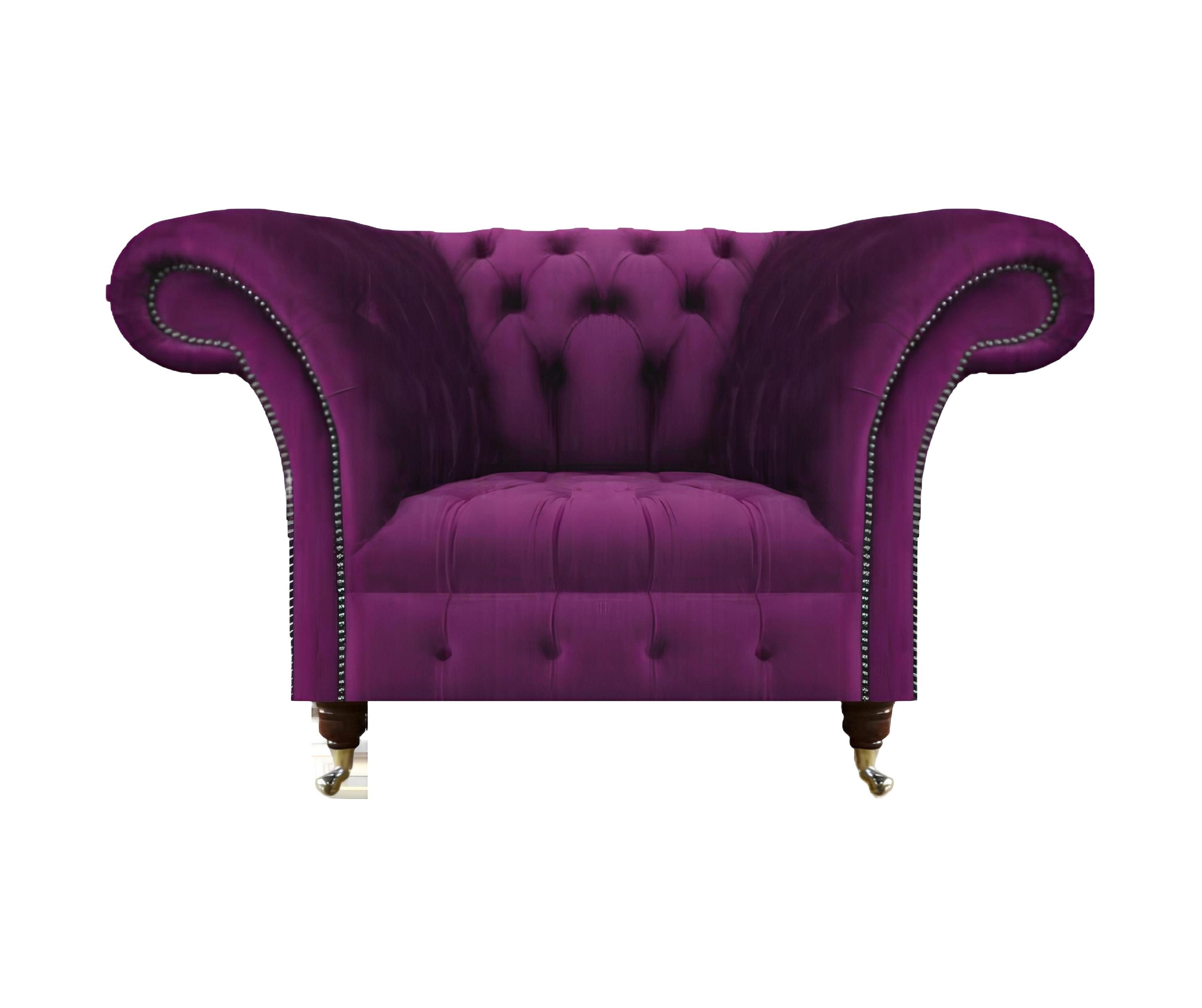 Xlmoebel Chesterfield-Sessel Lila Samtsessel Chesterfield für luxuriöse Wohnzimmer-Einrichtung (Sessel), Hergestellt in Europa