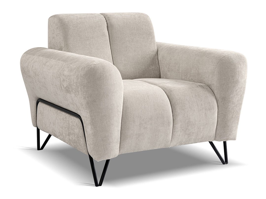 Beautysofa Sessel mit Metallbeine in schwarzer VOLARE (modernes Design, Rüc günstig online kaufen