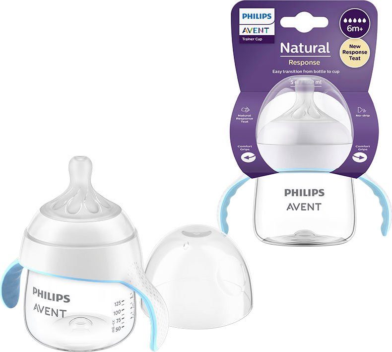 Philips AVENT Babyflasche Natural Response SCF263/61, mit Lerngriffen, 125  ml, ab dem 6. Monat | Babyflaschen