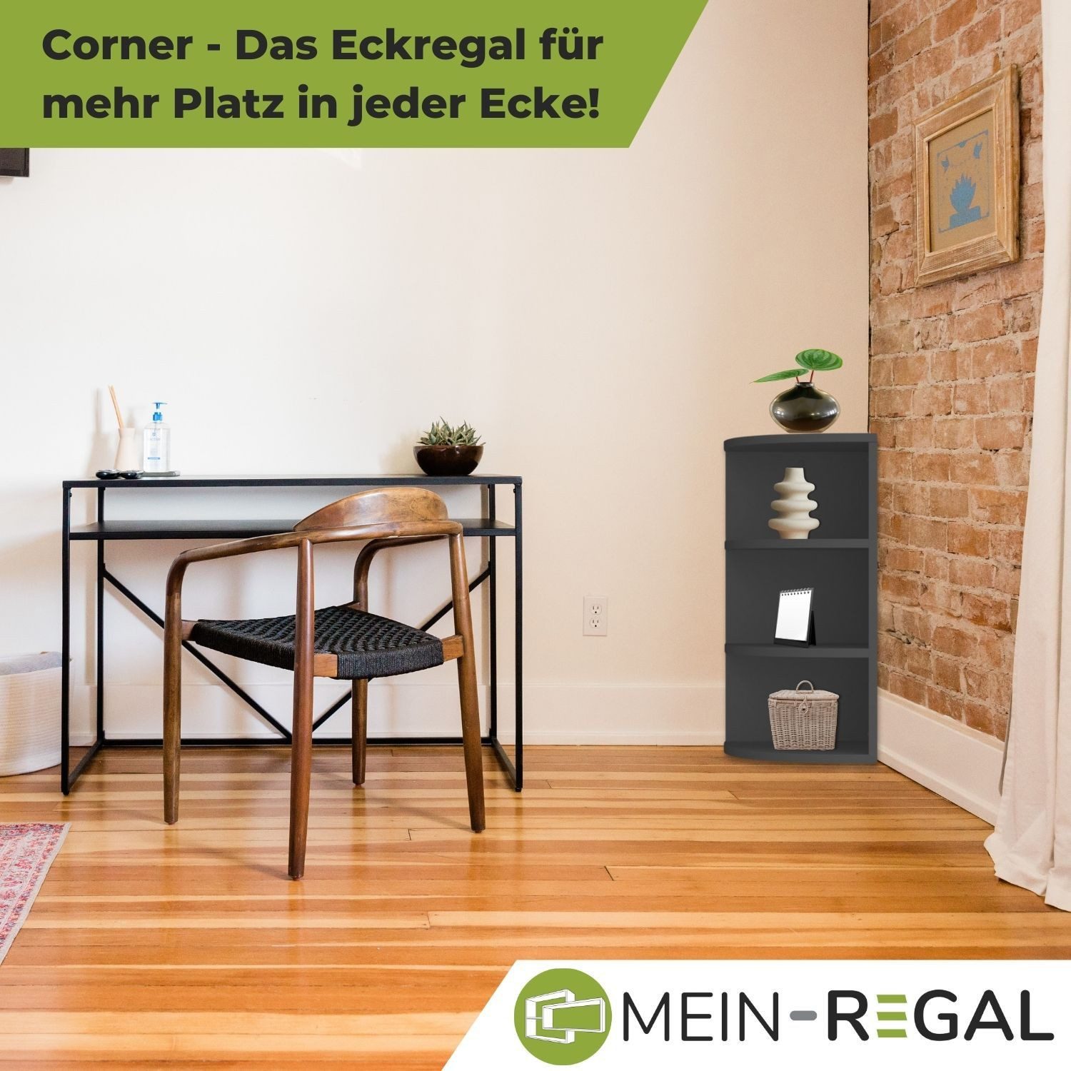 Mein-Regal Standregal CORNER 60, Anthrazit Eckregal 30x30x60cm Holz 3 Fäche günstig online kaufen