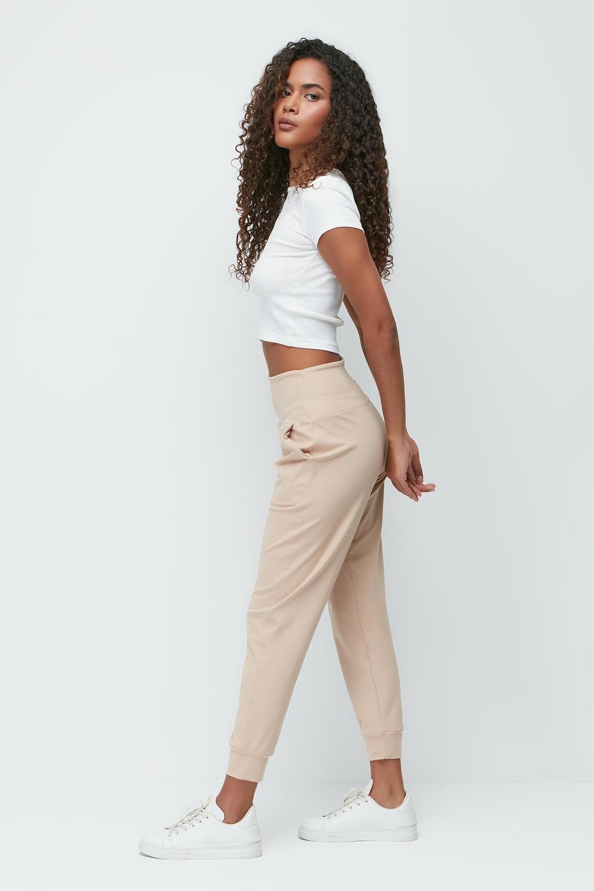 C&CITY Pyjamahose Hochtaillierte Jogger-Sweatpants mit Bündchen günstig online kaufen