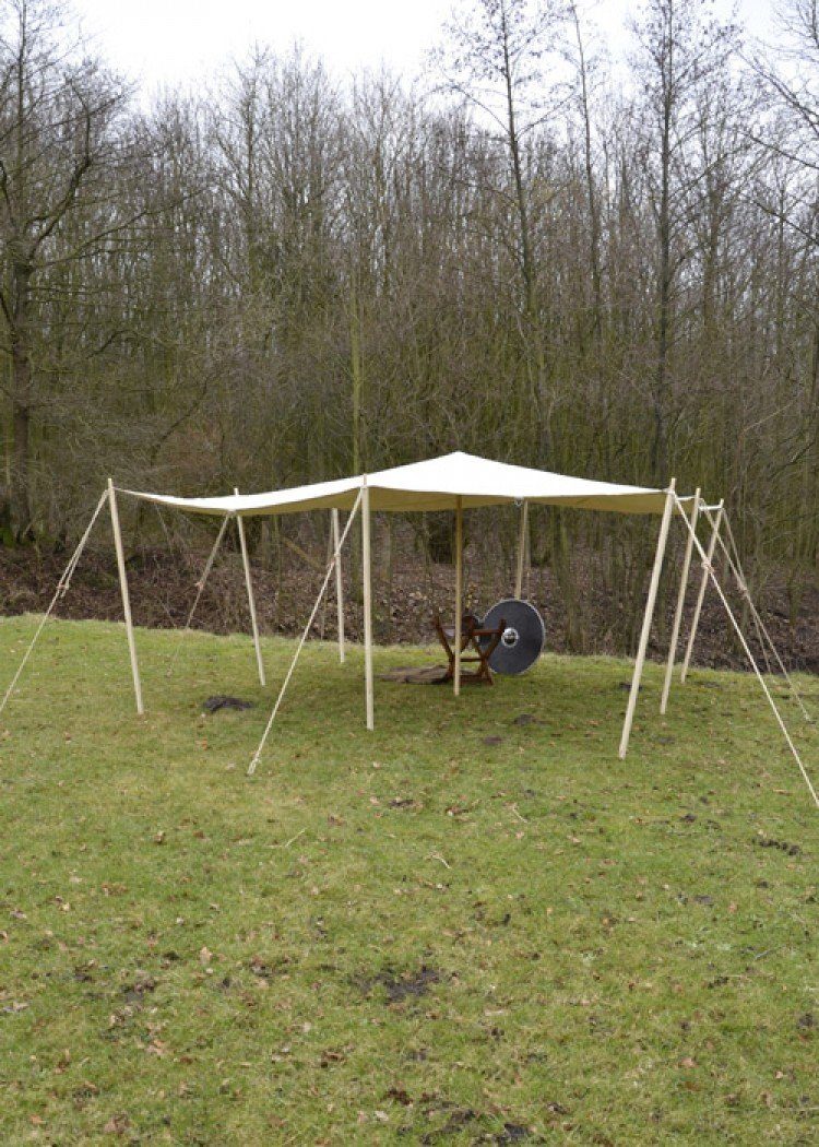 Battle Merchant Gruppenzelt Lagerplane / Sonnensegel mit Schlaufen, 250g/m², naturfarben, 3 x 4 m