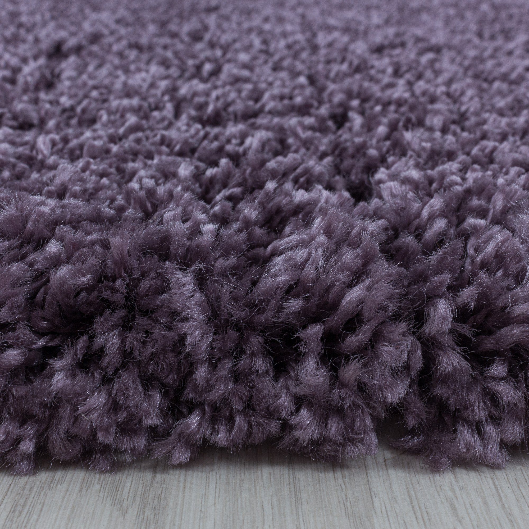 Unicolor Höhe: Teppich und Shaggy farben größen Wohnzimmer Einfarbig, Teppich mm, versch. Rund, 30 HomebyHome, Violett - Einfarbig Runder