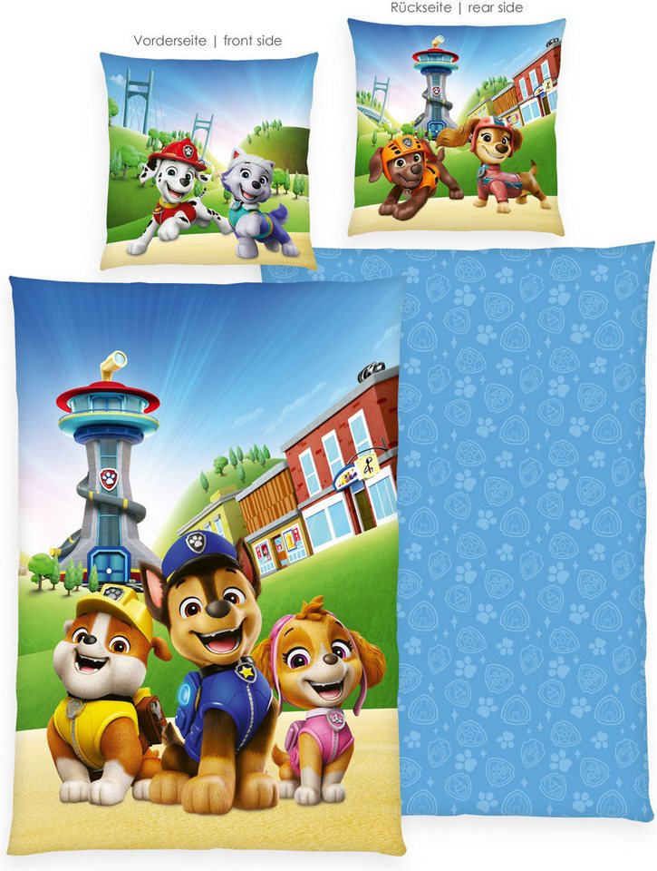 PAW PATROL Kinderbettwäsche Paw Patrol, Renforcé, 2 teilig, Wendebettwäsche