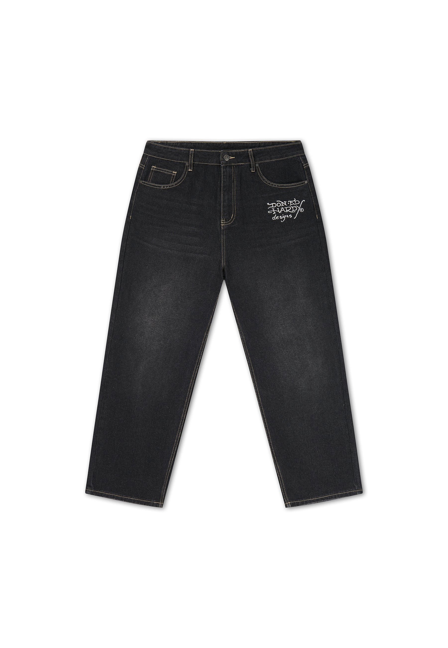 Ed Hardy Relax-fit-Jeans Jeans Ed Hardy Flying Skull Pu Applique (1-tlg) Aufgedruckte Ed-Hardy-Grafik
