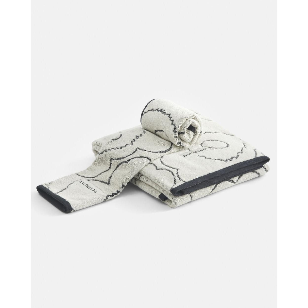 Marimekko Badetücher Gästehandtuch Piirto Unikko Ivory / Black (30x50cm)