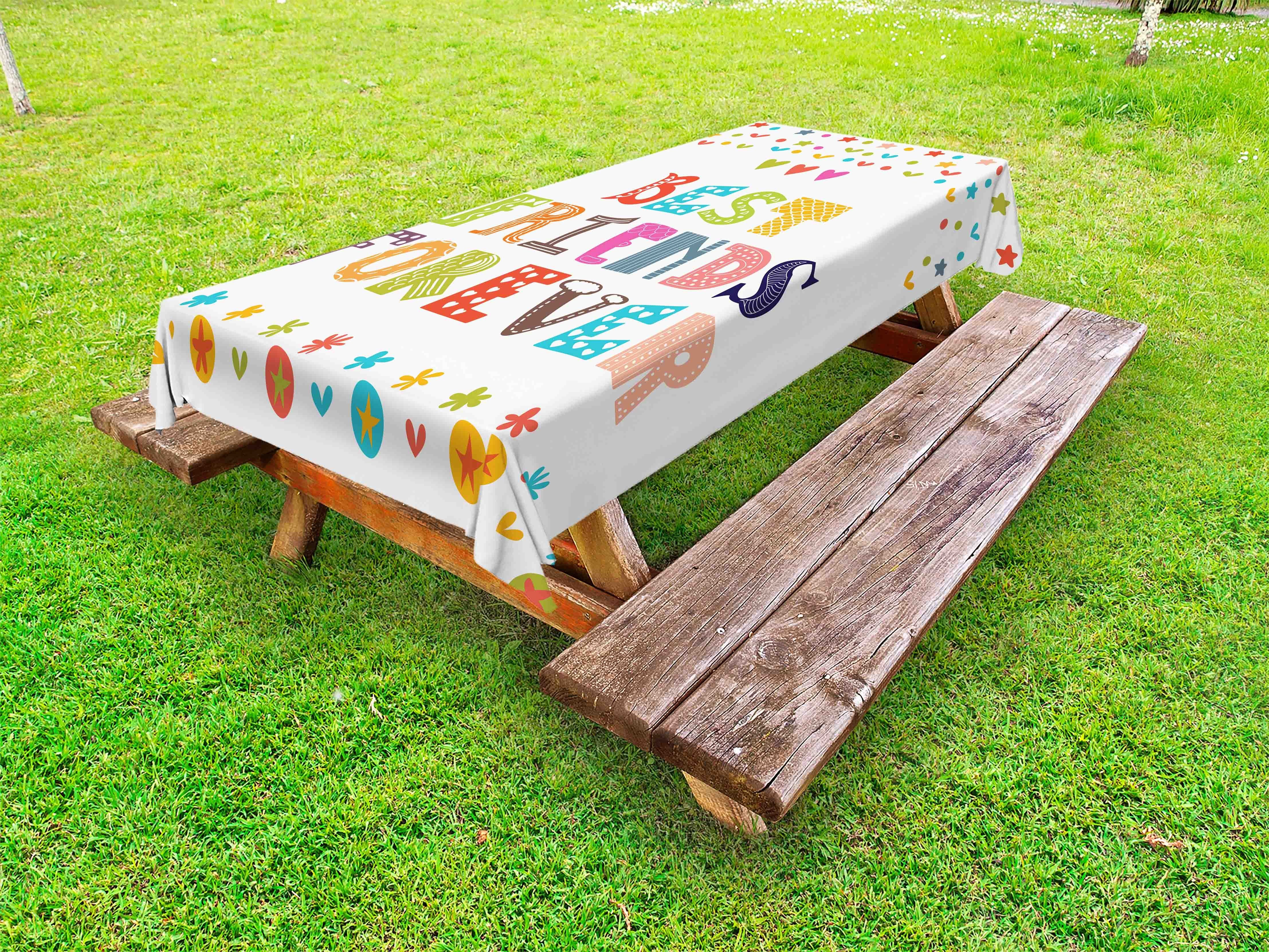 Wording dekorative Picknick-Tischdecke, Tischdecke Freund Bester Funky waschbare Gekritzel Abakuhaus