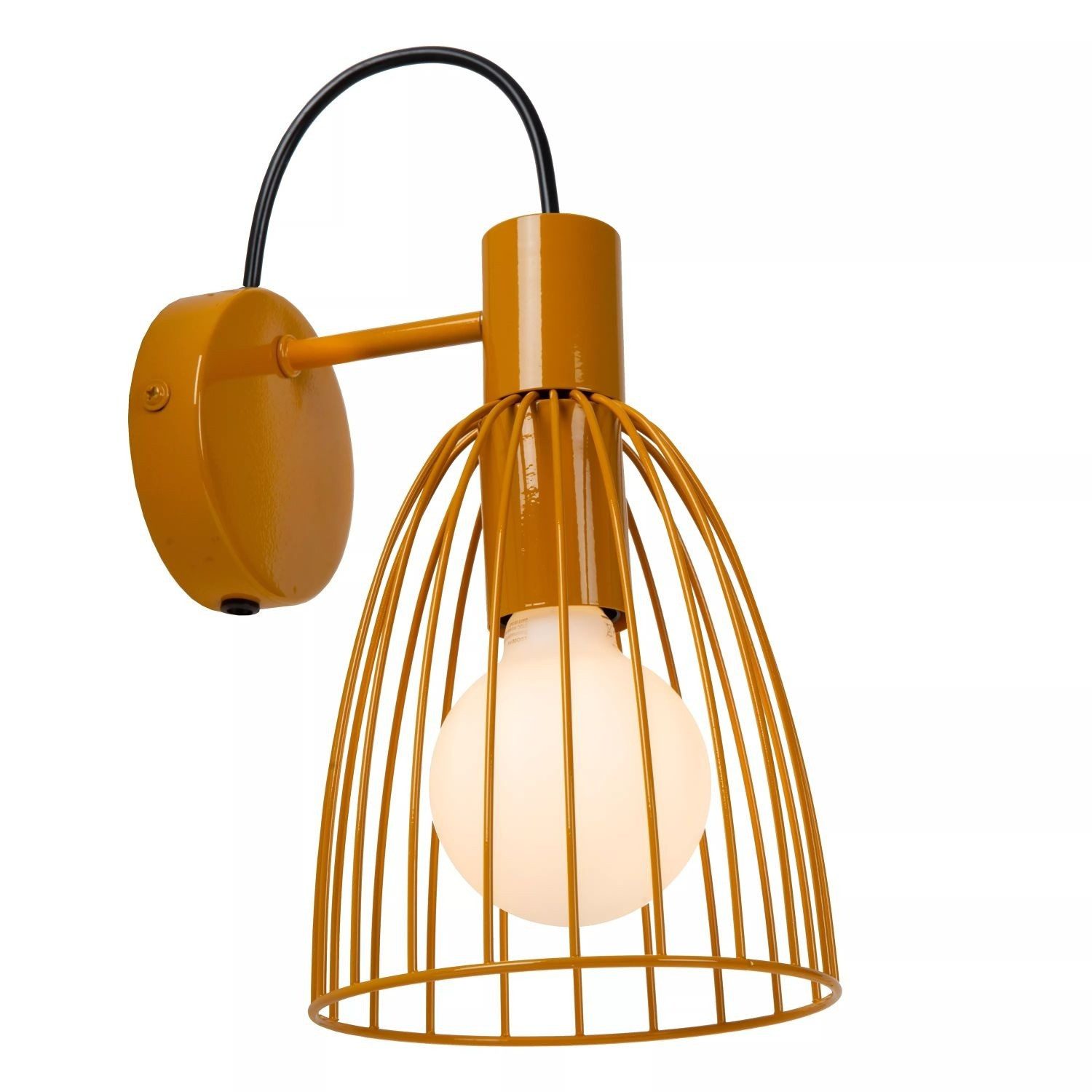 Licht-Erlebnisse Wandstrahler NAVIK, ohne Leuchtmittel, Ockergelb Metall Draht Strahler verstellbar E27 B:15 cm Kinderzimmer