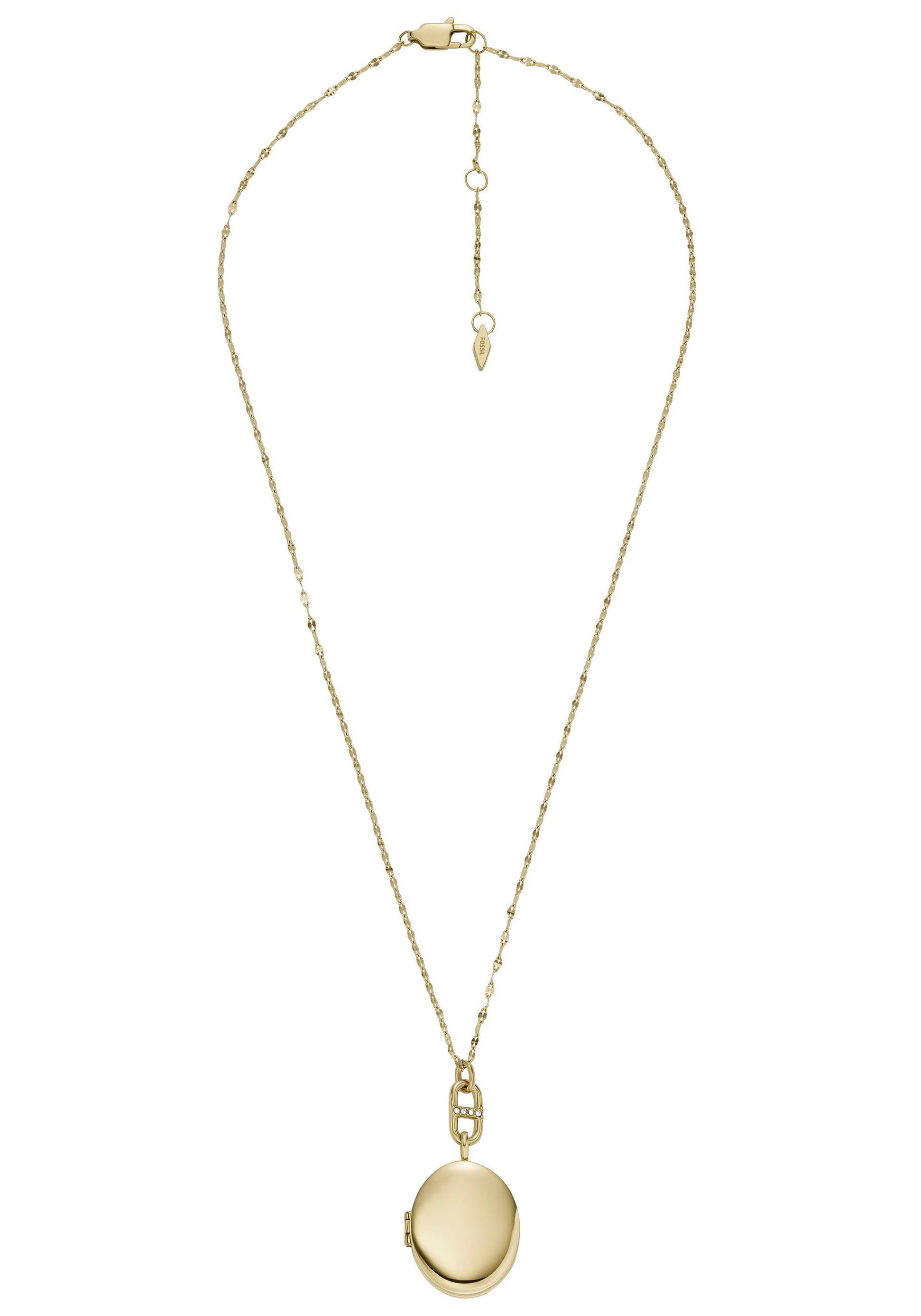 Fossil Kette mit Anhänger Schmuck Geschenk Edelstahl Halskette JEWELRY, mit Glasstein