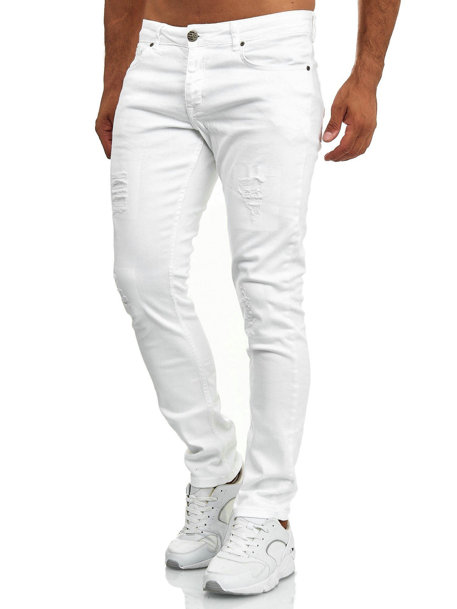 im Stretch & Destroyed-Look 16525 mit Elasthan Tazzio Slim-fit-Jeans weiß